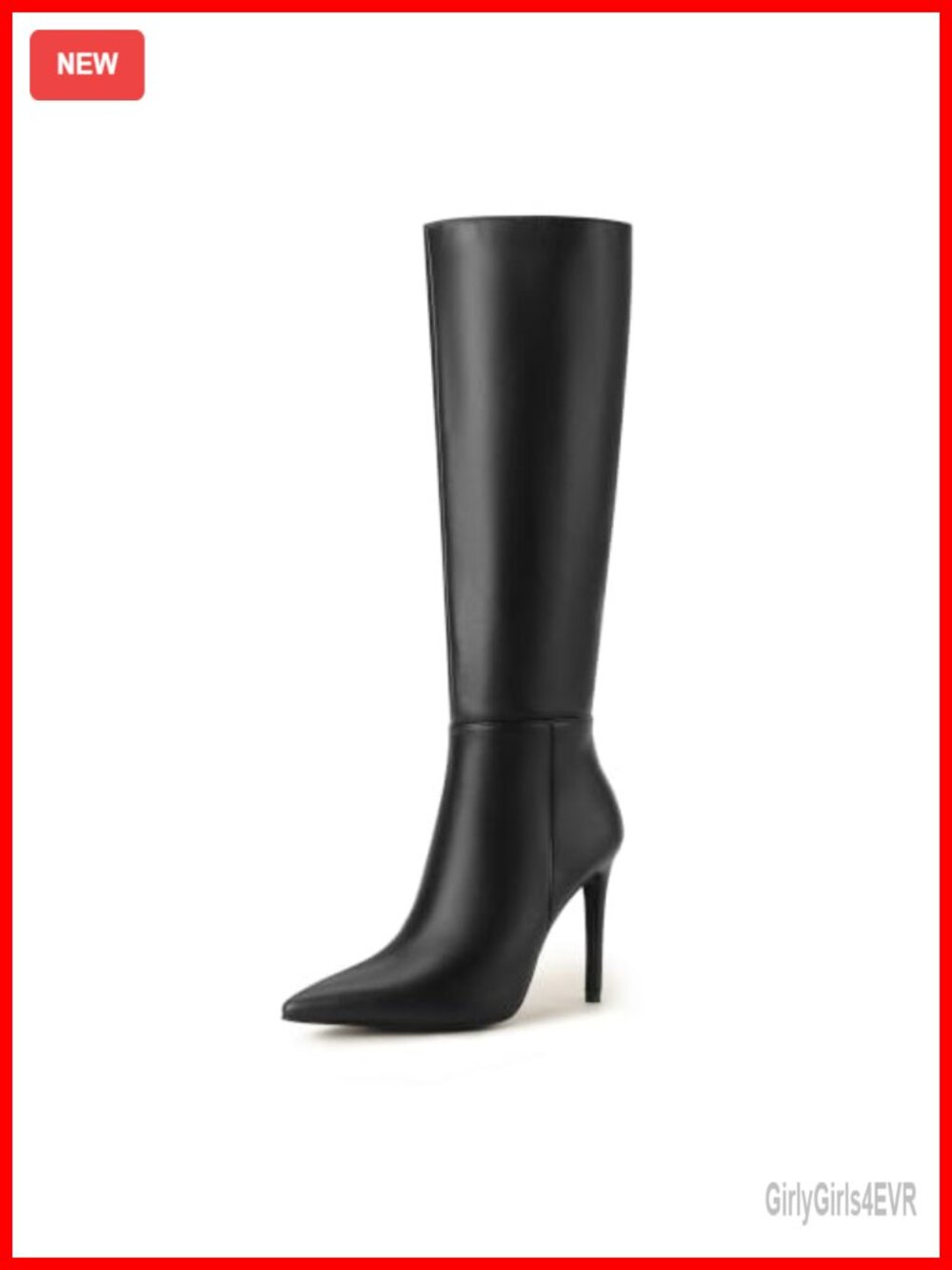 Knee High Pointed Toe Stiletto Heel Tall Long Women Boots Faux Leather